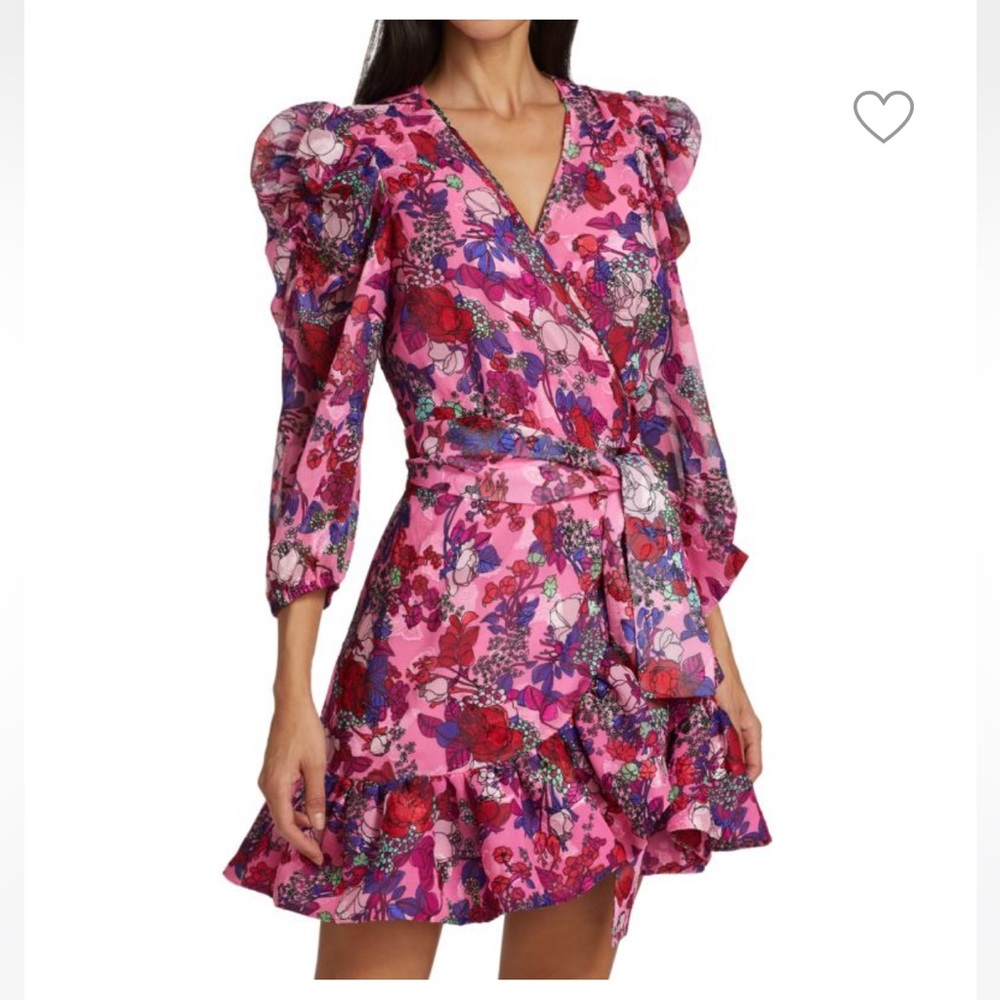 NWT Tanya Taylor Sasha Floral Puff-Sleeve A-Line Wrap Dress